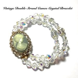 🆕Vintage Double Strand Cameo Crystal Bracelet